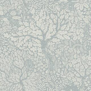 Olle Light Blue Forest Sanctuary Paper Matte Non-Pasted Wallpaper Roll | The Home Depot