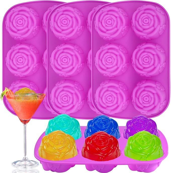 Vodolo Rose Ice Cube Mold,4 PCS Silicone Rose Ice Cube Tray,Valentine Day Gift Flower Shaped Mold... | Amazon (US)