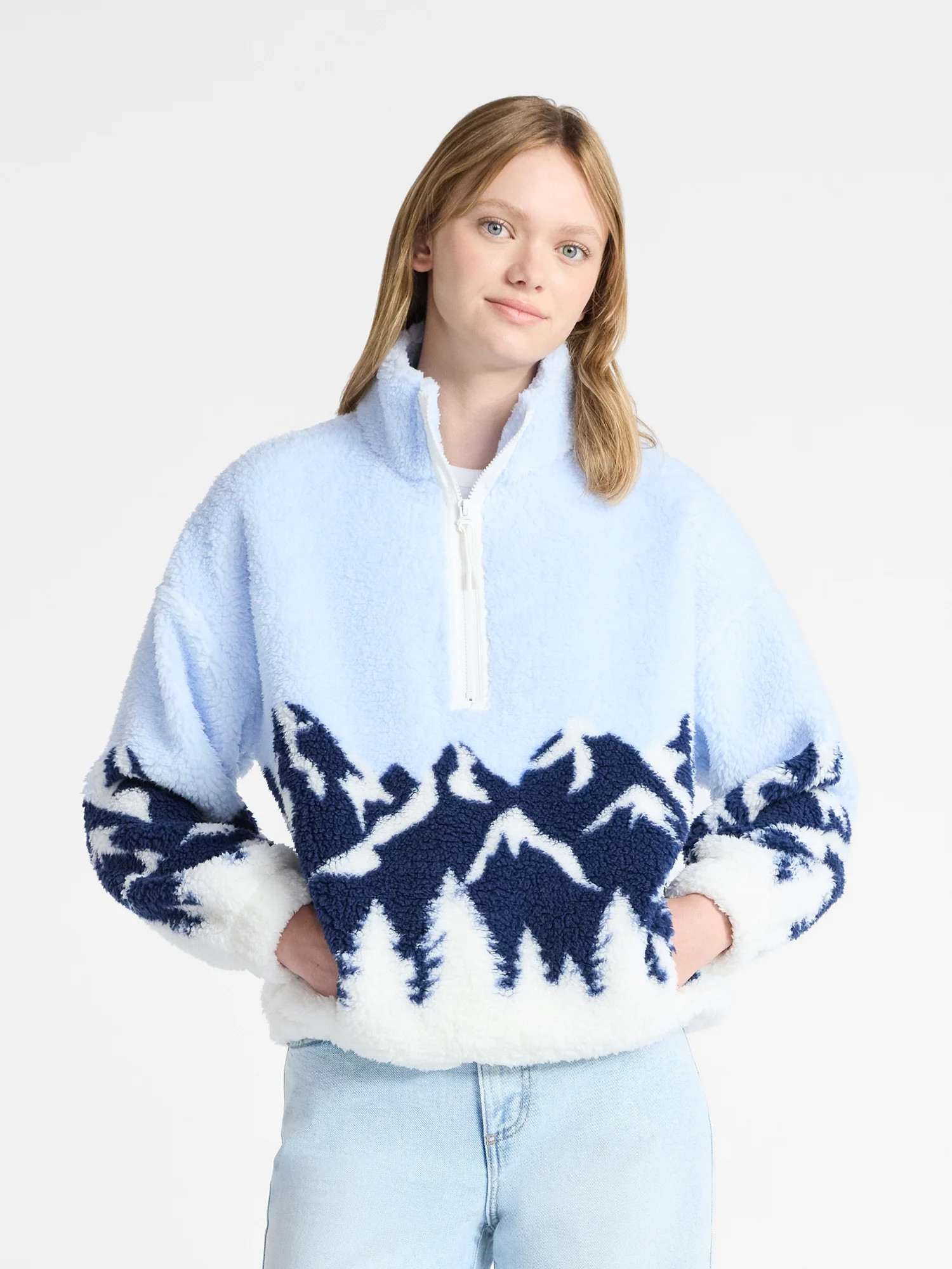 No Boundaries Plush Half-Zip Pullover, Women's - Walmart.com | Walmart (US)