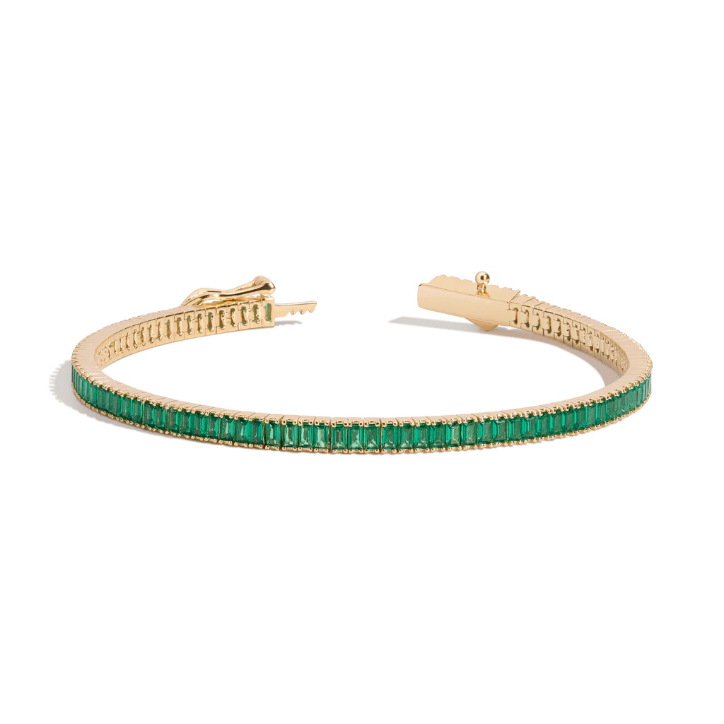 Green Emerald Baguette Tennis Bracelet | AUrate New York