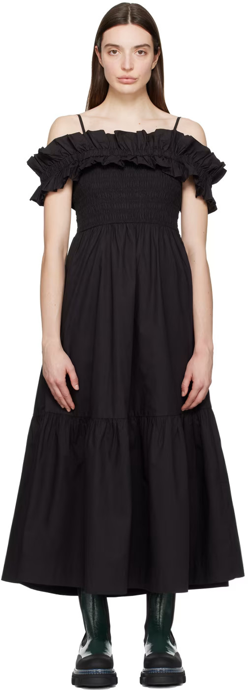 Black Smock Maxi Dress | SSENSE