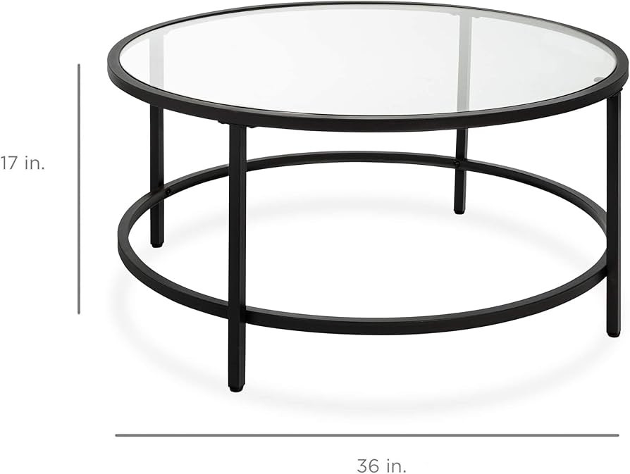 Best Choice Products 36in Modern Round Tempered Glass Accent Side Coffee Table for Living Room, D... | Amazon (US)