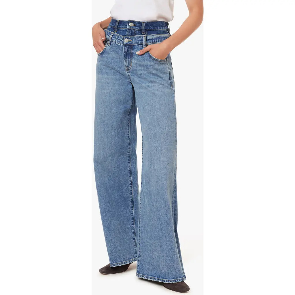 Habitual Gemma Double Waistband Wide Leg Jeans in Coast at Nordstrom, Size 25 | Nordstrom