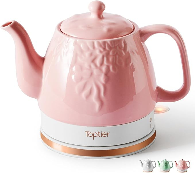 Toptier Electric Ceramic Tea Kettle, Boil Water Quickly and Easily, Detachable Swivel Base & Boil... | Amazon (US)