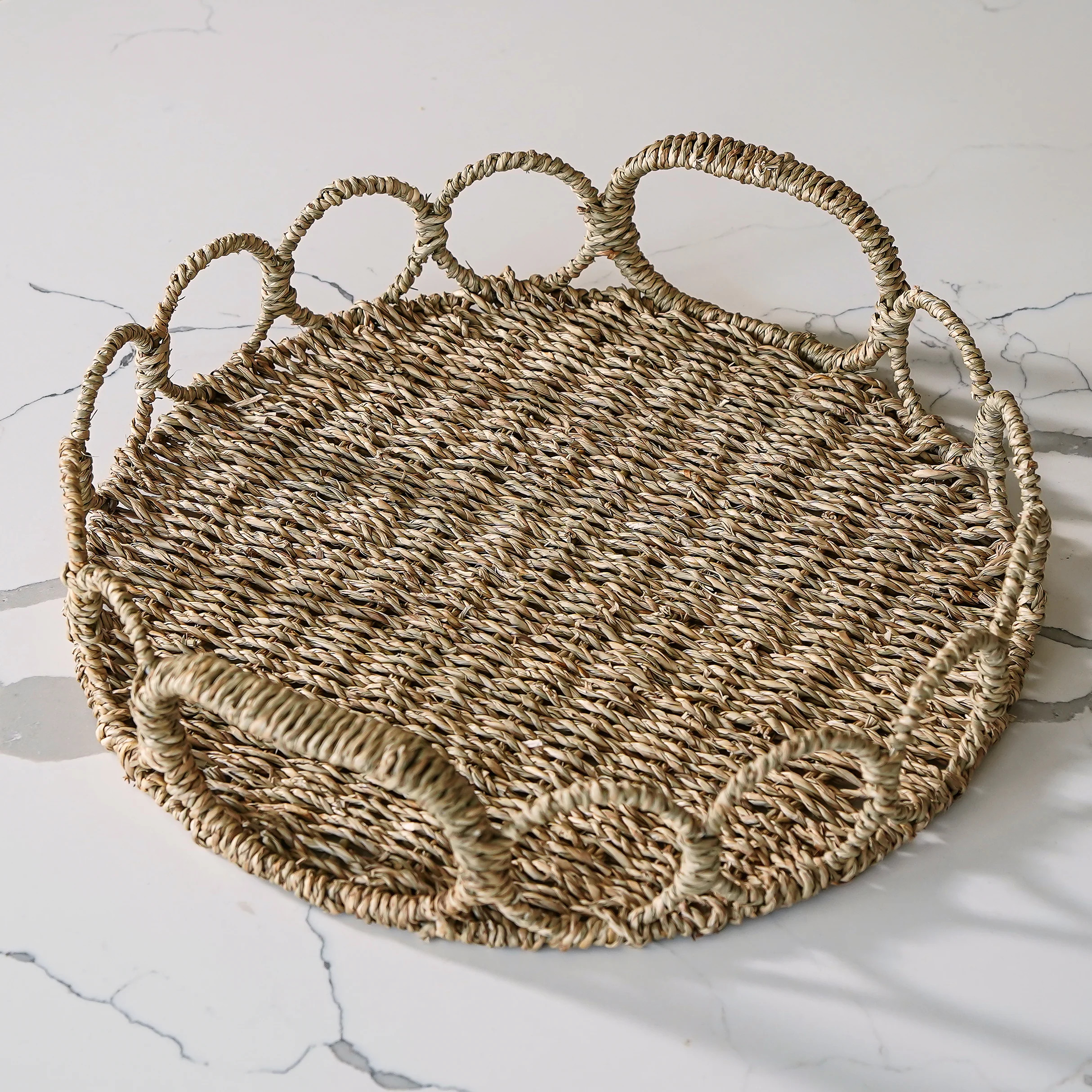 Fendrix Seagrass Tray | Round Woven Decorative Basket | MJHome