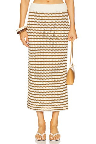 A.L.C. Alexis Skirt in Parchment & Aged Bronze Stripe from Revolve.com | Revolve Clothing (Global)