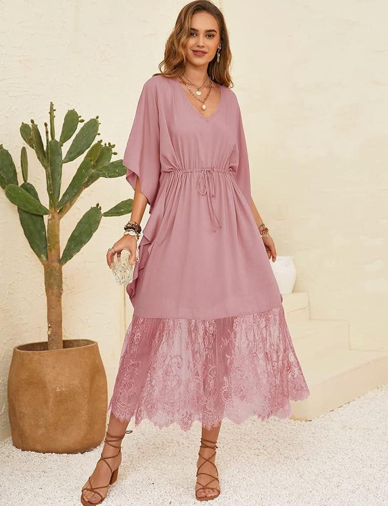 YESNO Women Casual Long Floral Printed Beach Party Maxi Dresses V Neck Summer Flared Tank Dress with | Amazon (US)