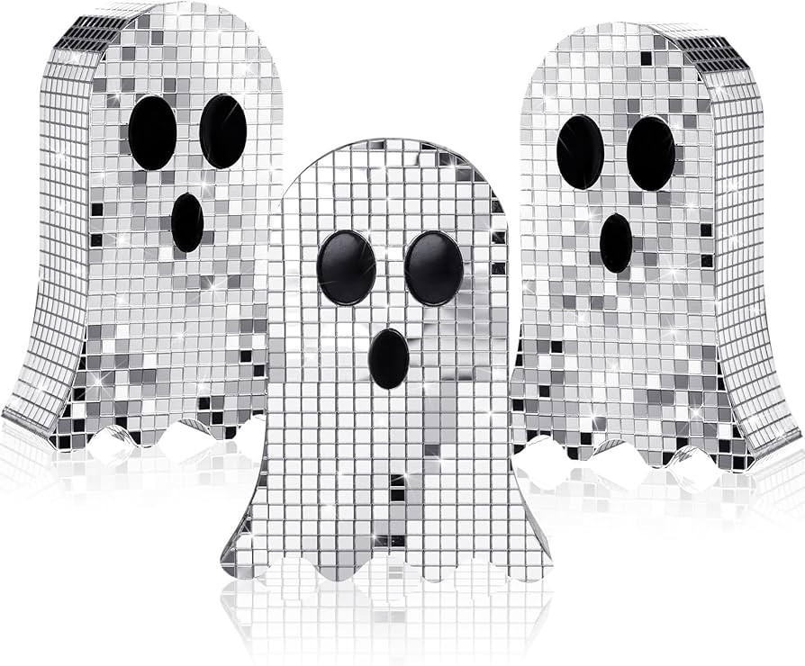 3 Pcs Halloween Disco Ghost Decor 6 Inch Ghost Disco Ball Table Decoration Indoor Silver Glitter ... | Amazon (US)