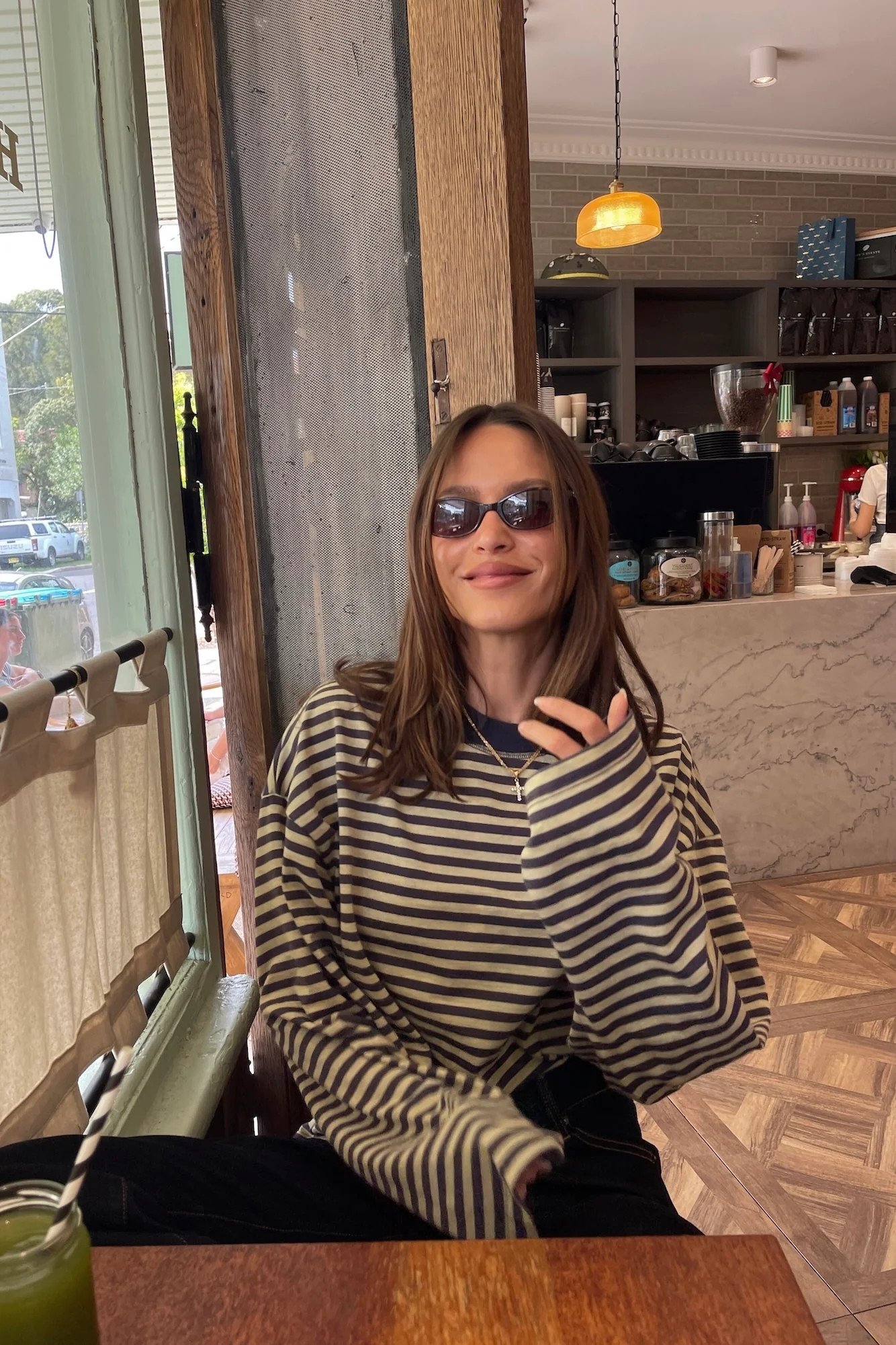 Bloom Long Sleeve Top Beige Stripe | Hello Molly (US)