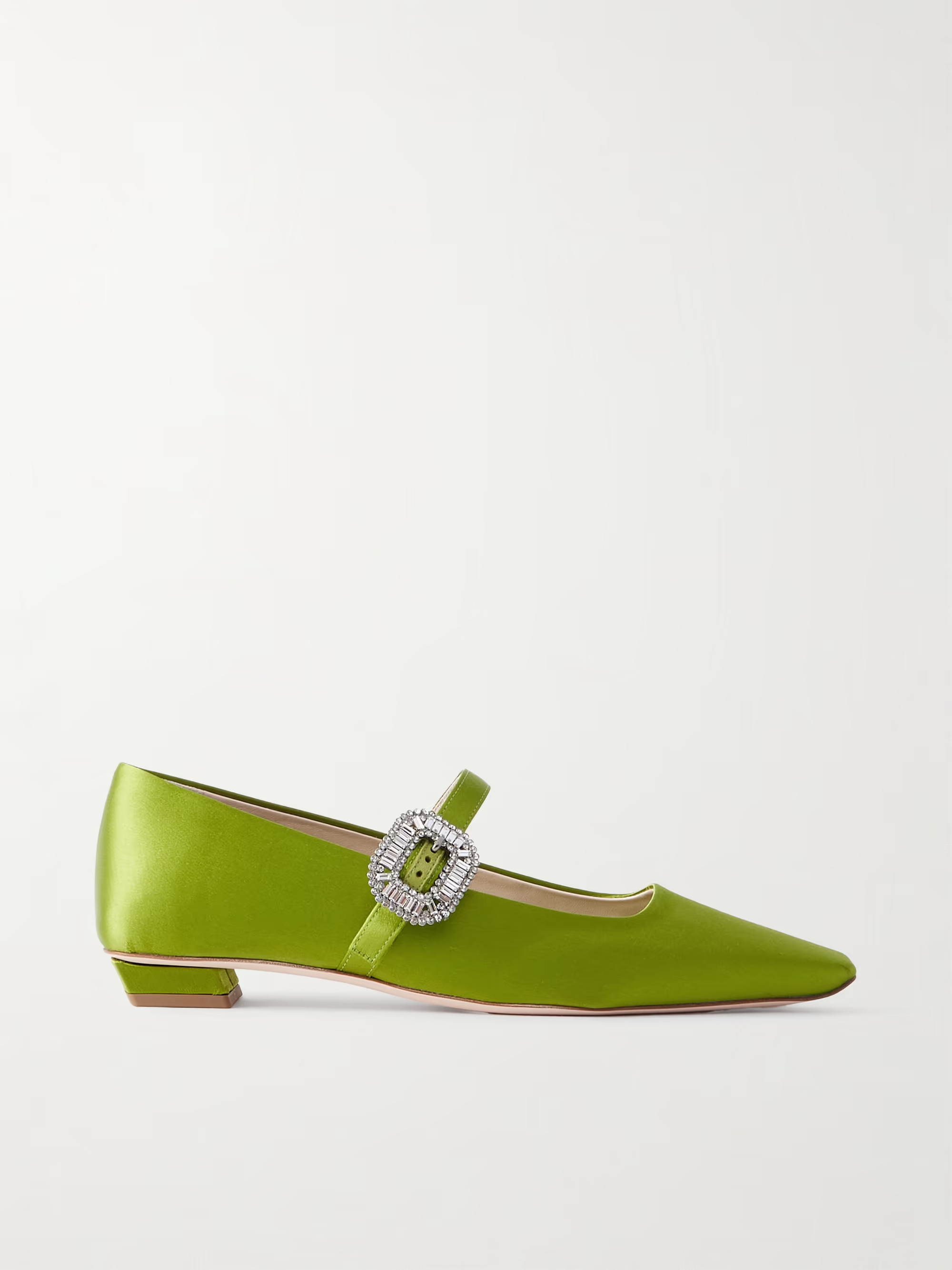 Belle Vivier 20 crystal-embellished satin Mary Jane ballet flats | NET-A-PORTER (US)