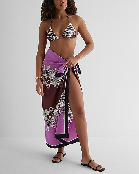Purple Floral Print Sarong | Express