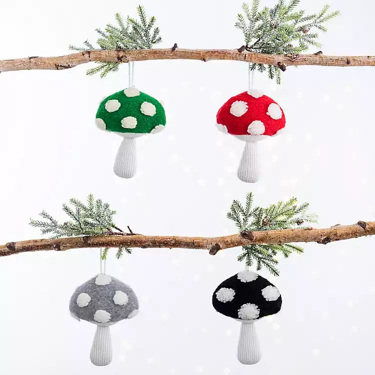 Multicolor Mushrooms Christmas Ornaments, Set of 4 | Kirkland's Home