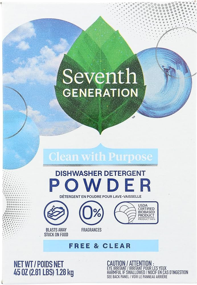 Seventh Generation Automatic Dishwashing Powder, Free & Clear, 45 oz | Amazon (US)