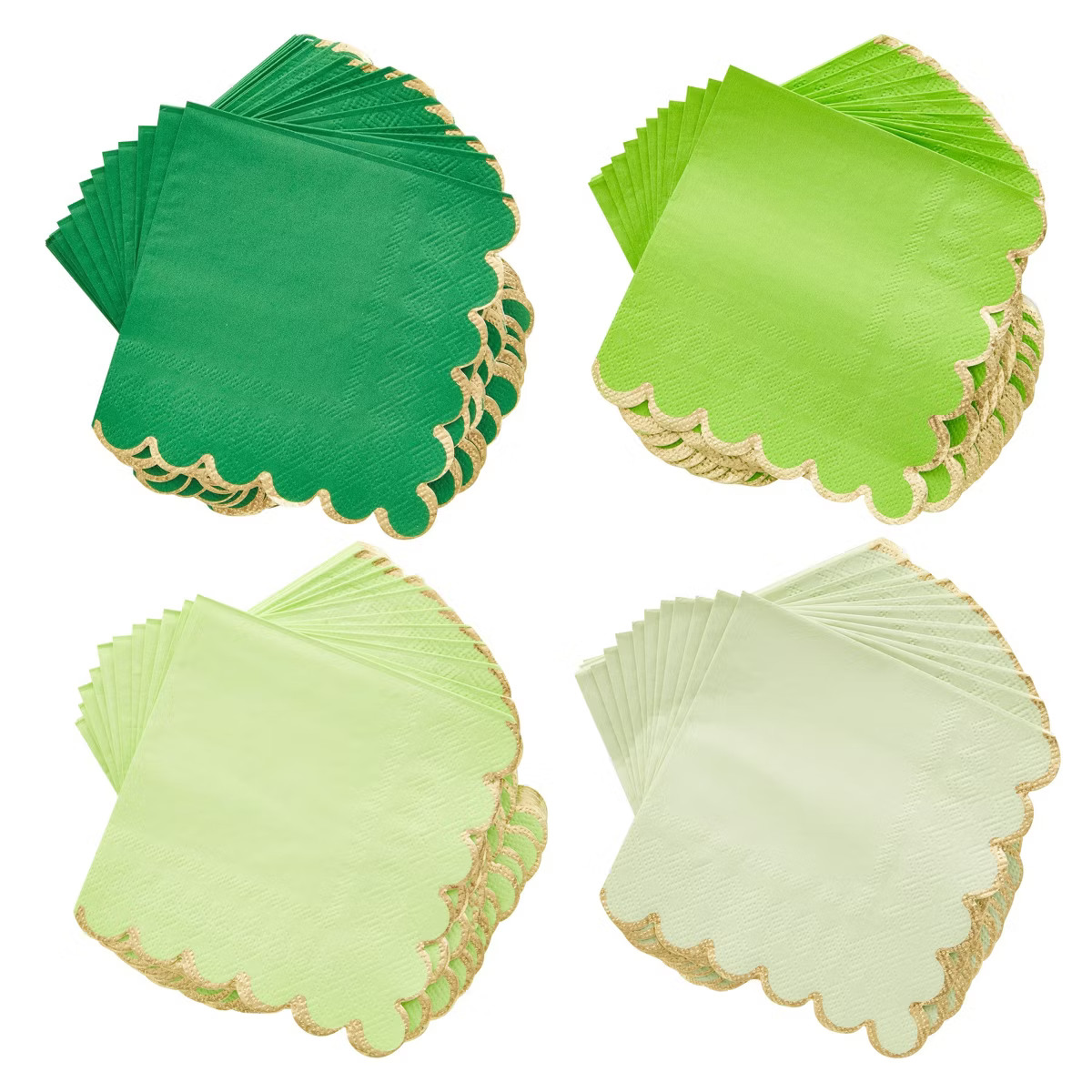 Sparkle and Bash 100 Pack Scalloped Green and Gold Foil Paper Napkins for Jungle Theme Birthday D... | Target