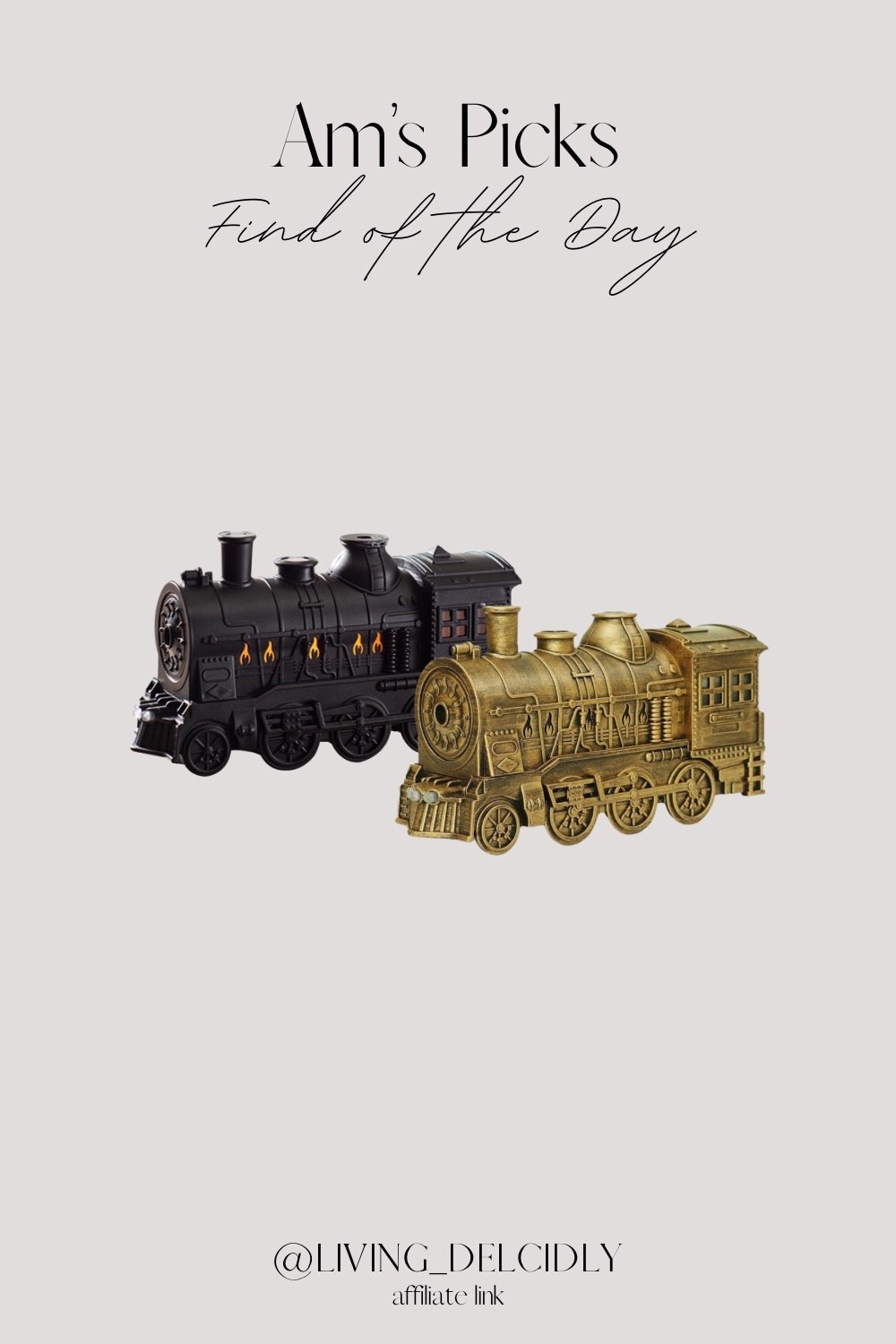 These steam train diffusers are the latest holiday commodity — they are selling fast! Put a couple drops of a seasonal essential oil in it & you’re set!

Christmas Decor | Holiday Decor | Amazon Finds