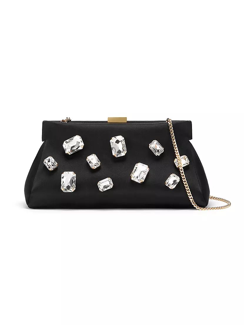 DeMellier Mini Cannes Embellished Satin Clutch-On-Chain | Saks Fifth Avenue
