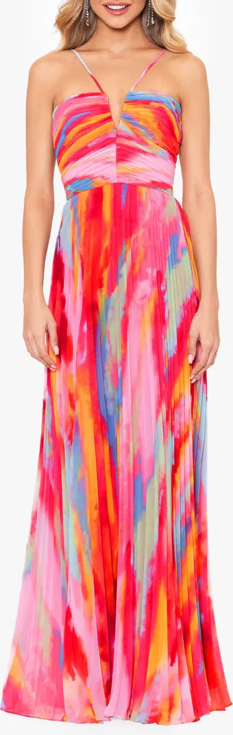 Xscape Evenings Print Pleated Gown | Nordstrom | Nordstrom