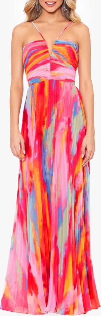 Print Pleated Gown | Nordstrom