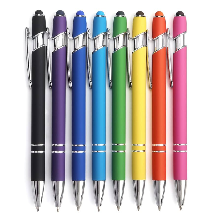 8 Pack Ballpoint Pen 2-in-1 Stylus Retractable Ballpoint Pen with Stylus tip, Metal Stylus Pen fo... | Amazon (US)