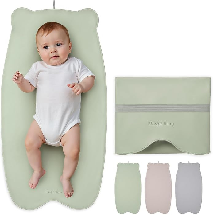 Blissful Diary Waterproof Portable Baby Changing Pad, Light Green | Amazon (US)