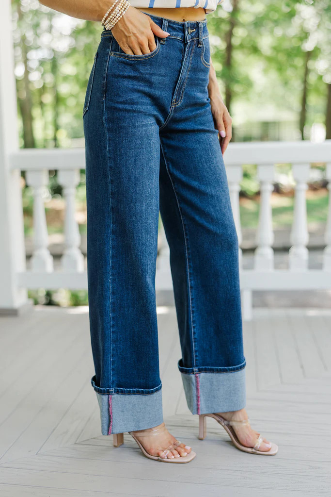 Worn Well Dark Wash Denim Wide Leg Jeans | The Mint Julep Boutique