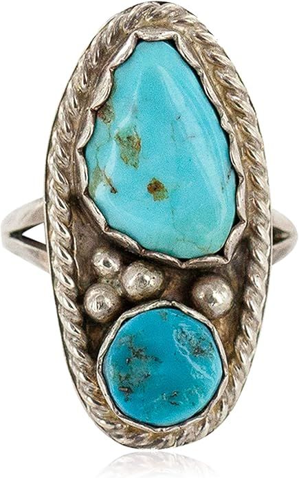 $160Tag Certified Authentic Silver Navajo Turquoise Native American Ring 16861 Made by Loma Siiva | Amazon (US)