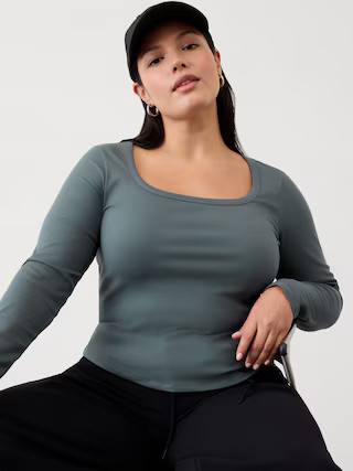 Signature Rib Square Neck Top | Athleta