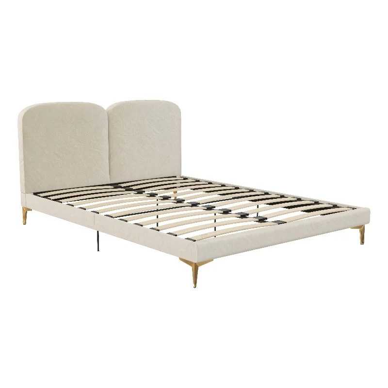 CosmoLiving by Cosmopolitan Coco Upholstered Bed in Queen in Ivory Velvet | Homesquare
