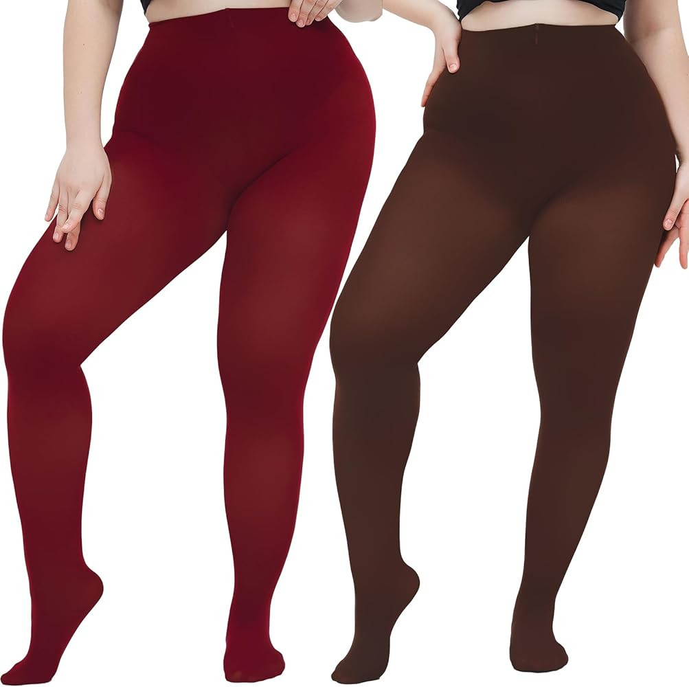 Women's Plus Size Tights High Waist Sheer Semi Opaque Ultra-Soft Pantyhose XL, 2XL, 3XL, 4XL | Amazon (US)