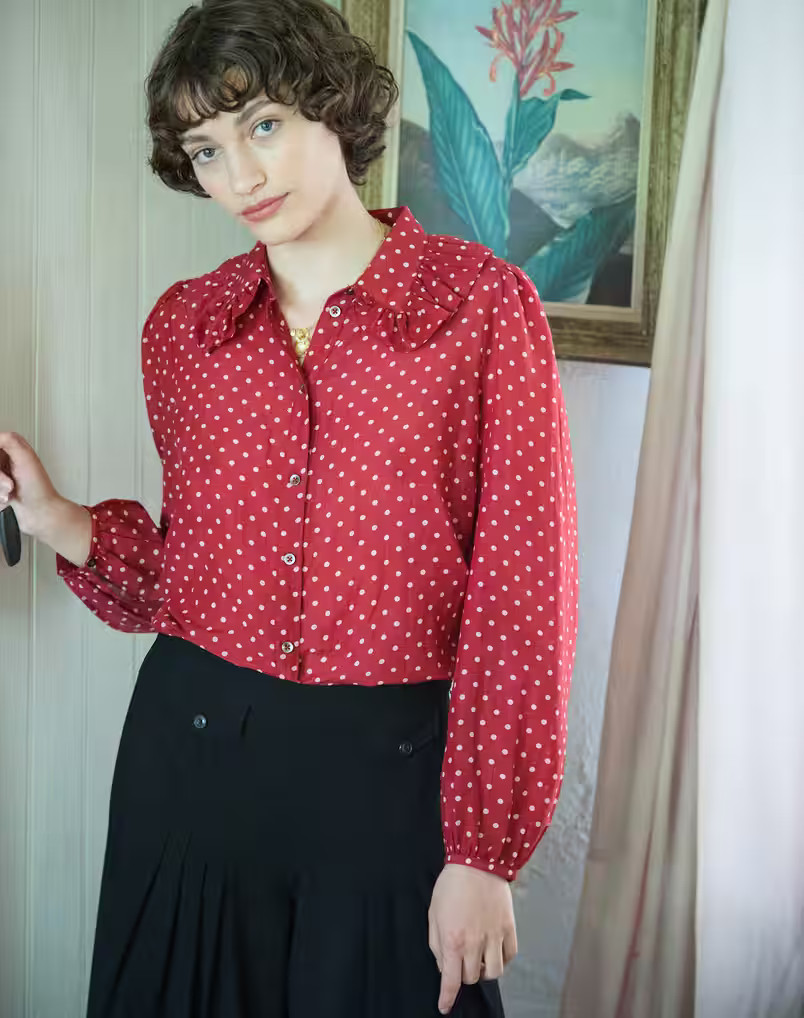 Silk Cotton Polka Dot Print Blouse | Brora