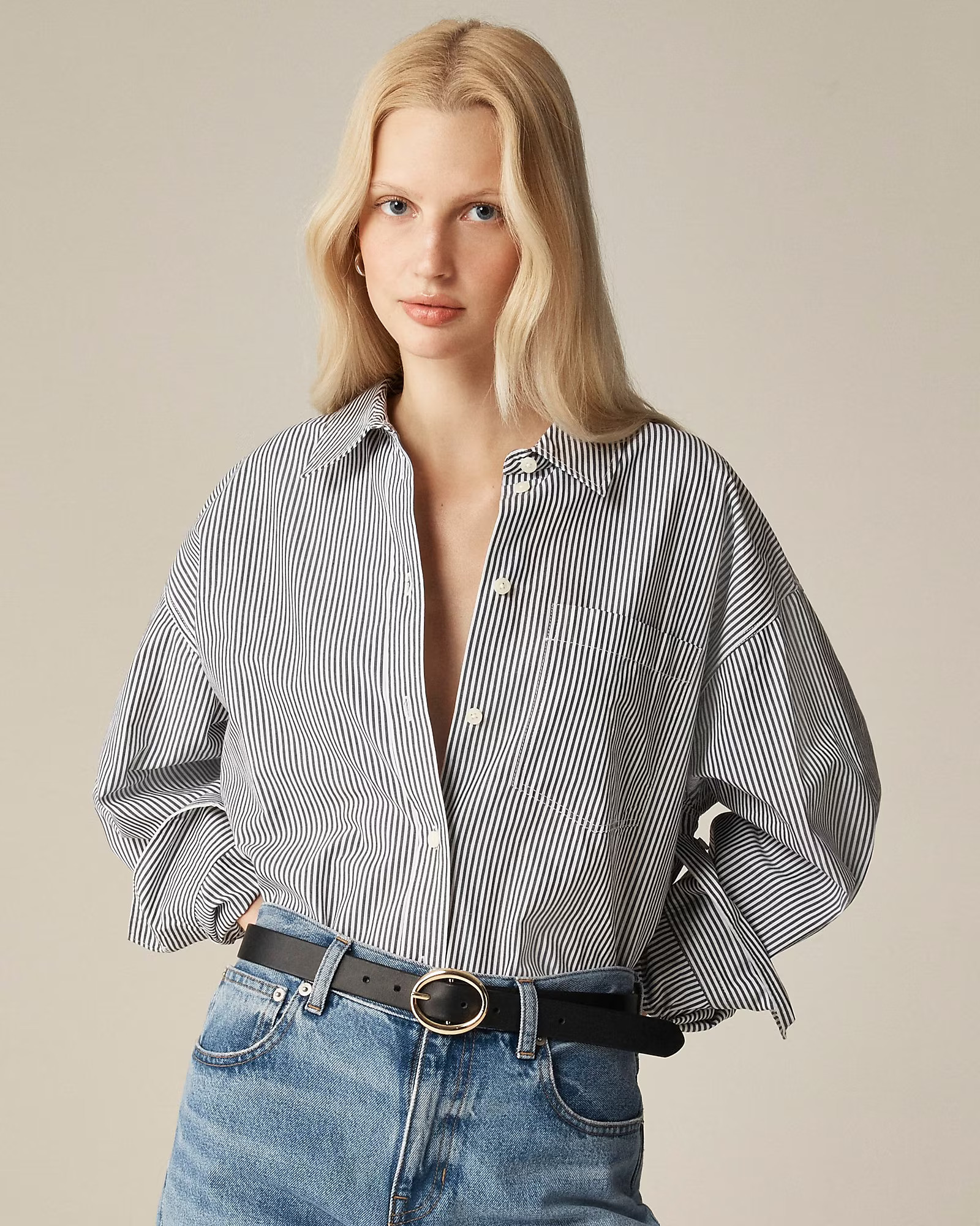 Étienne oversized shirt in striped cotton poplin | J. Crew US