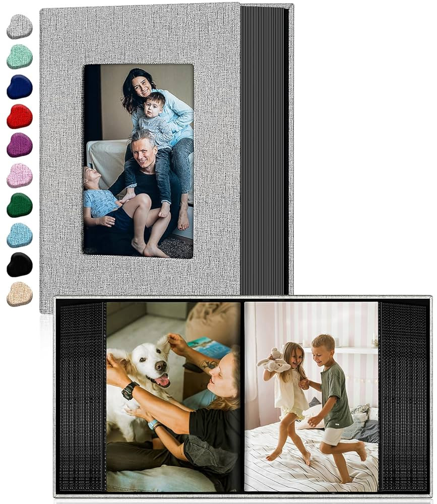 Ejblfe Photo Album 4x6,Linen Cover Slide-in Photo Album Book Can Holds 100 4x6 Photos with 50 Bla... | Amazon (US)