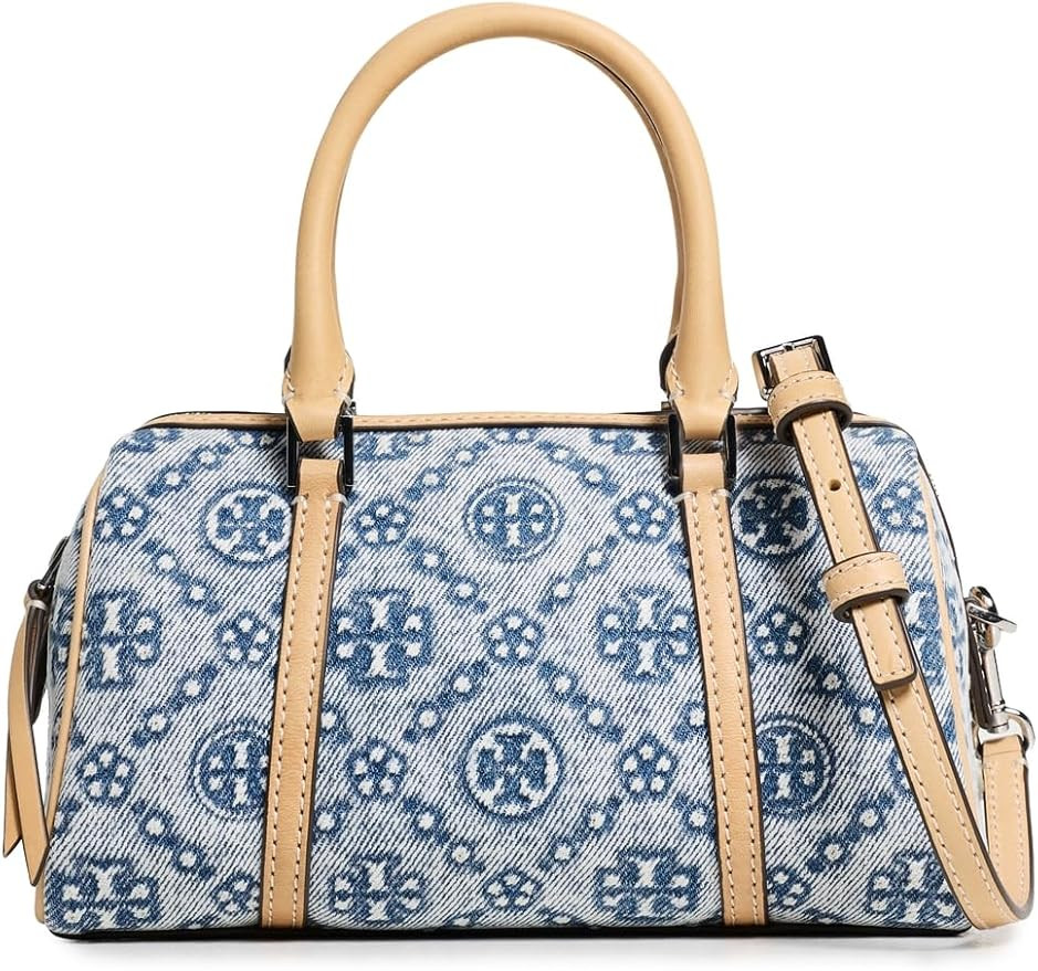 Tory Burch Women's T Monogram Denim Mini Barrel Bag | Amazon (US)