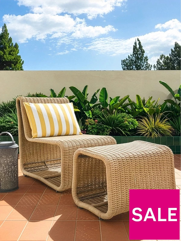 The Very Collection Garda Rattan Relaxer Chair And Footstool | Very (UK)