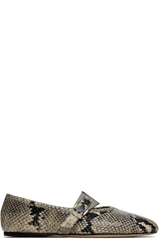 Khaki Sveva Buckle Ballerina Flats | SSENSE