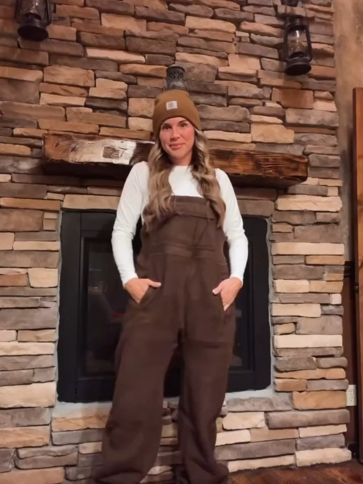 These fleece overalls are a cold weather necessity! Pairing them with fleece lined thermal top, cozy boots, and my Carhartt beanie. Also linking a similar style boots and a beanie with a pom pom on top if that's more your style.  

 #LTKootd #LTKSeasonal #LTKActive