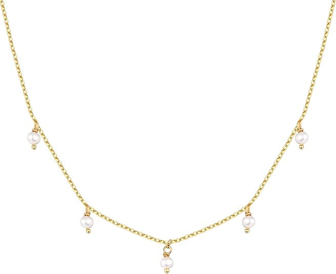 PAVOI 14K White Gold Plated Station Necklace | Simulated Diamond BTY Necklace | Womens CZ Chain N... | Amazon (US)