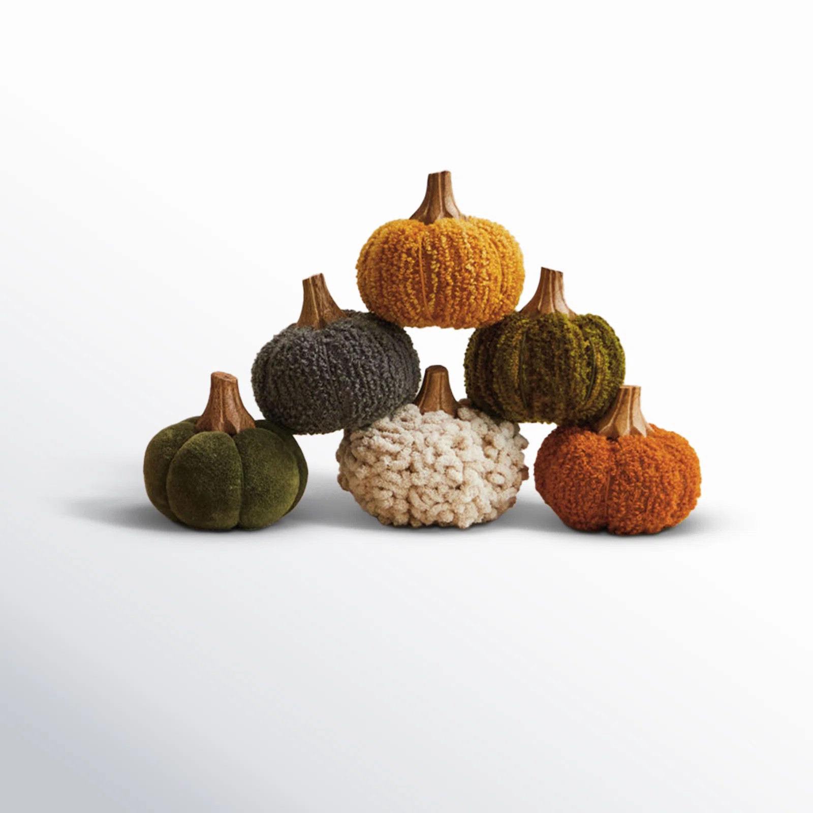 Bouclé Velvet Pumpkin Holiday Decor With Wood Stem | AllModern