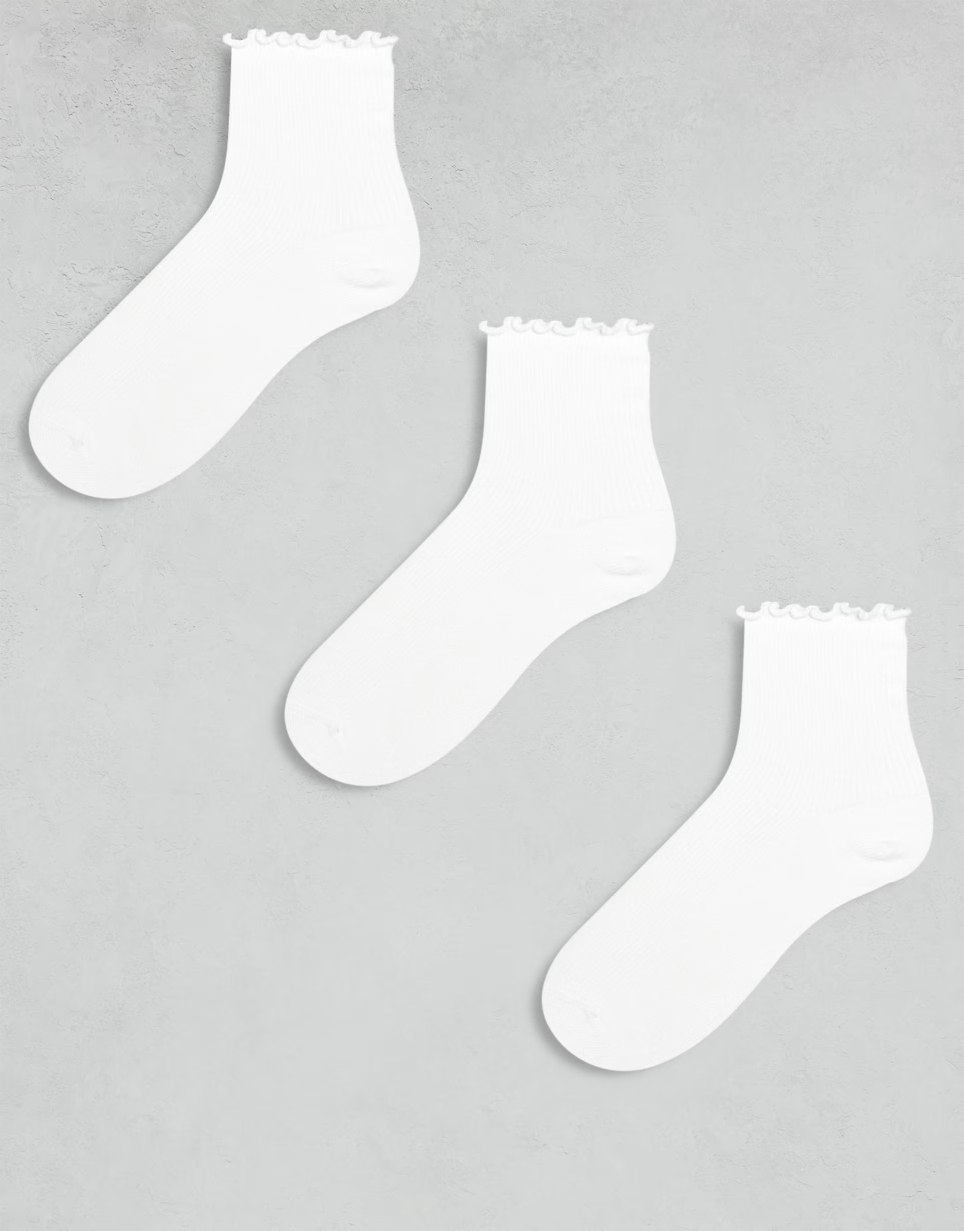 ASOS DESIGN 3 pack frill edge  ankle socks in white | ASOS (Global)