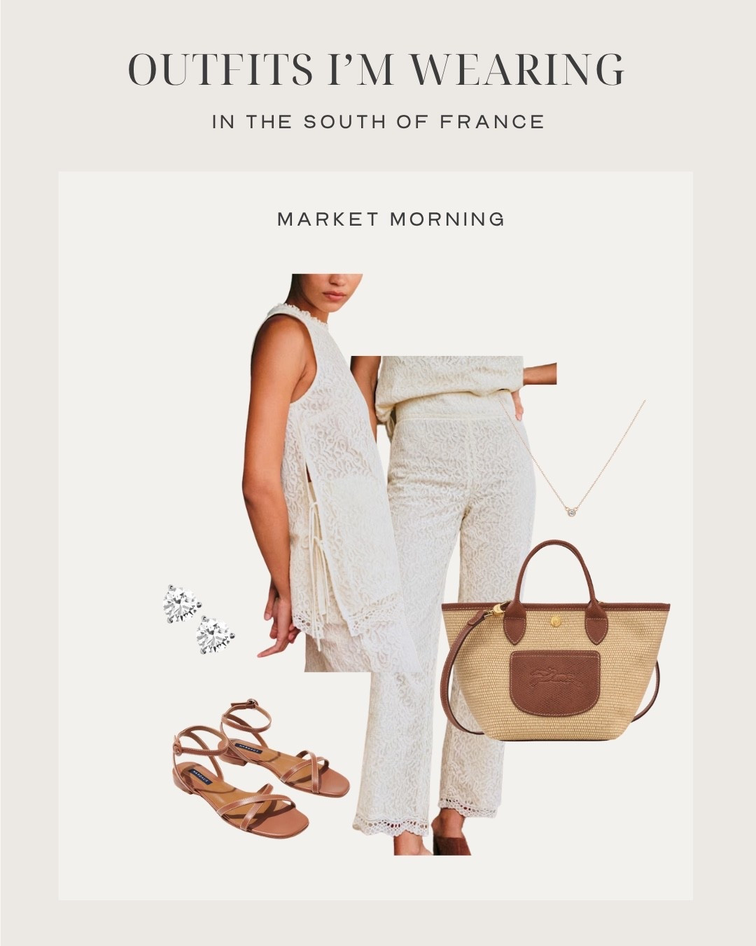 South of France outfit for a market morning 

European market style
Polished summer outfit 
White two-piece set
Wrap sandals 
South of France outfit idea
EuroSummer

#LTKSeasonal #LTKOver40