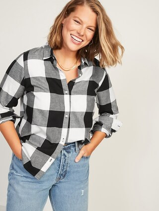 Long-Sleeve Plaid Flannel Shirt for Women | Old Navy (US)