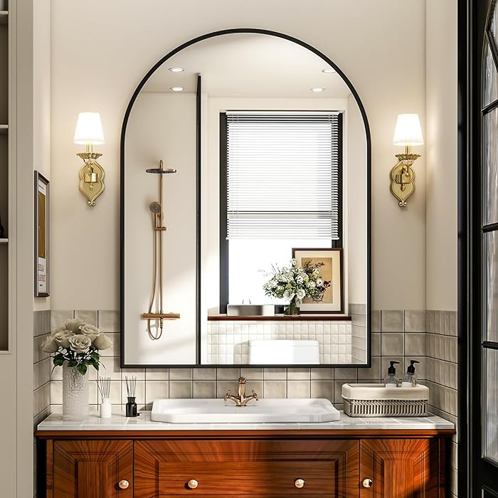 Arch Bathroom Mirror, 24x36 inch Arched Bathroom Mirror/Wall Mounted Vanity Mirror - Arch Metal F... | Amazon (US)