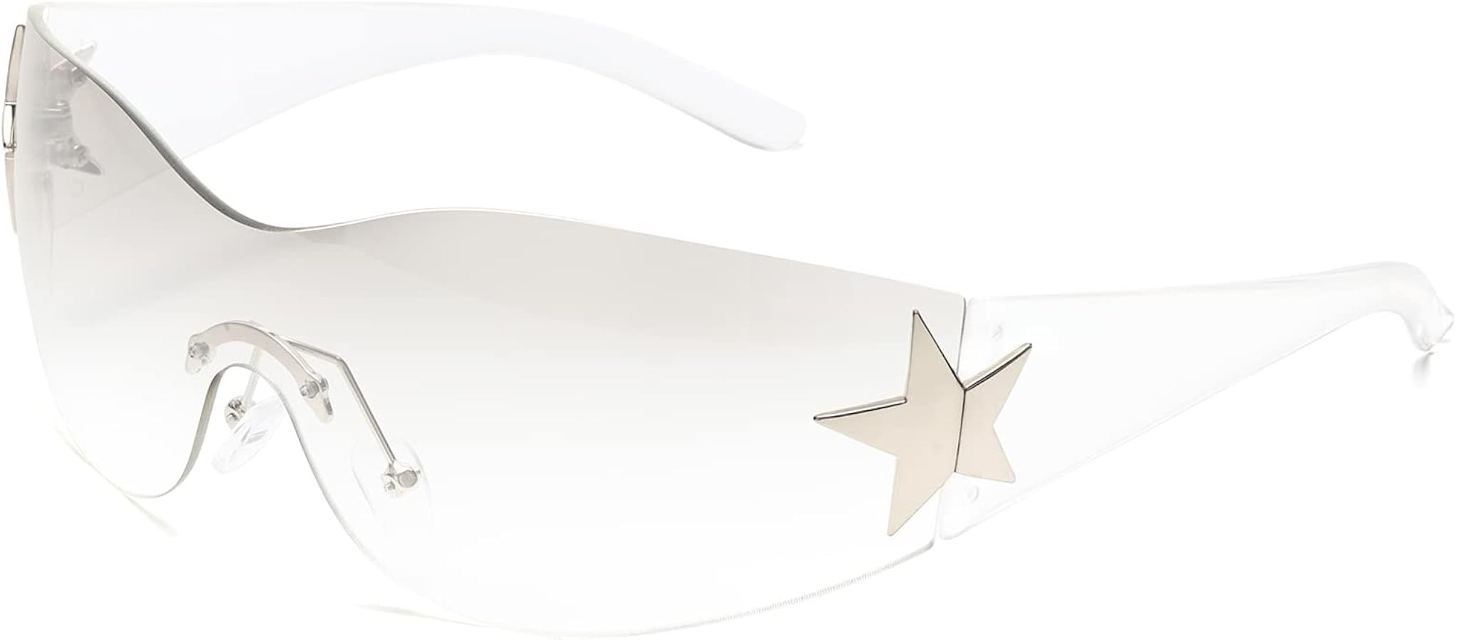 LIKSMU Rimless Y2K Sunglasses for Women Men Wrap Around Fashion Sunglasses Oversized Frameless Tr... | Amazon (US)