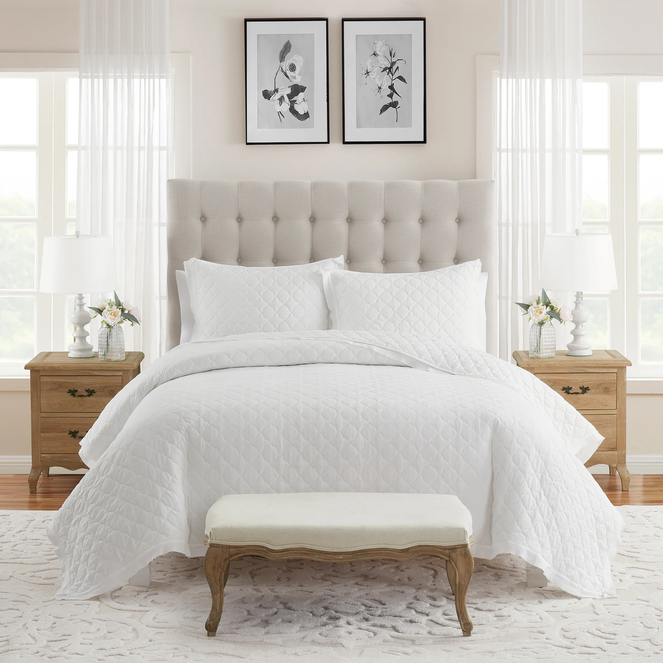 My Texas House Penelope White Adult 3-Piece Quilt Set, Full/Queen | Walmart (US)