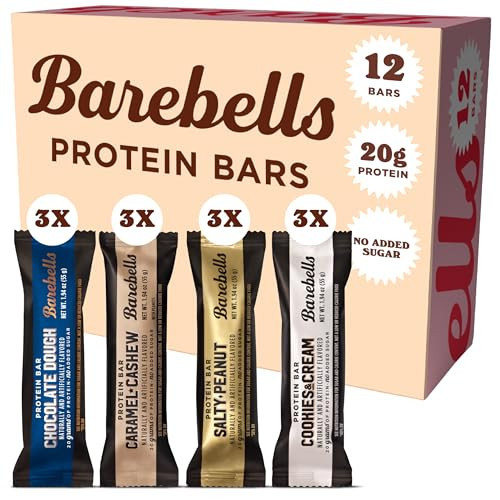 Barebells Protein Bars Variety Pack - 12 Count, 1.9oz Bars - Protein Snacks with 20g of High Protein - Chocolate Protein Bar with 1g of Total Sugars - Perfect on The Go Protein Snack & Breakfast Bars | Amazon (US)