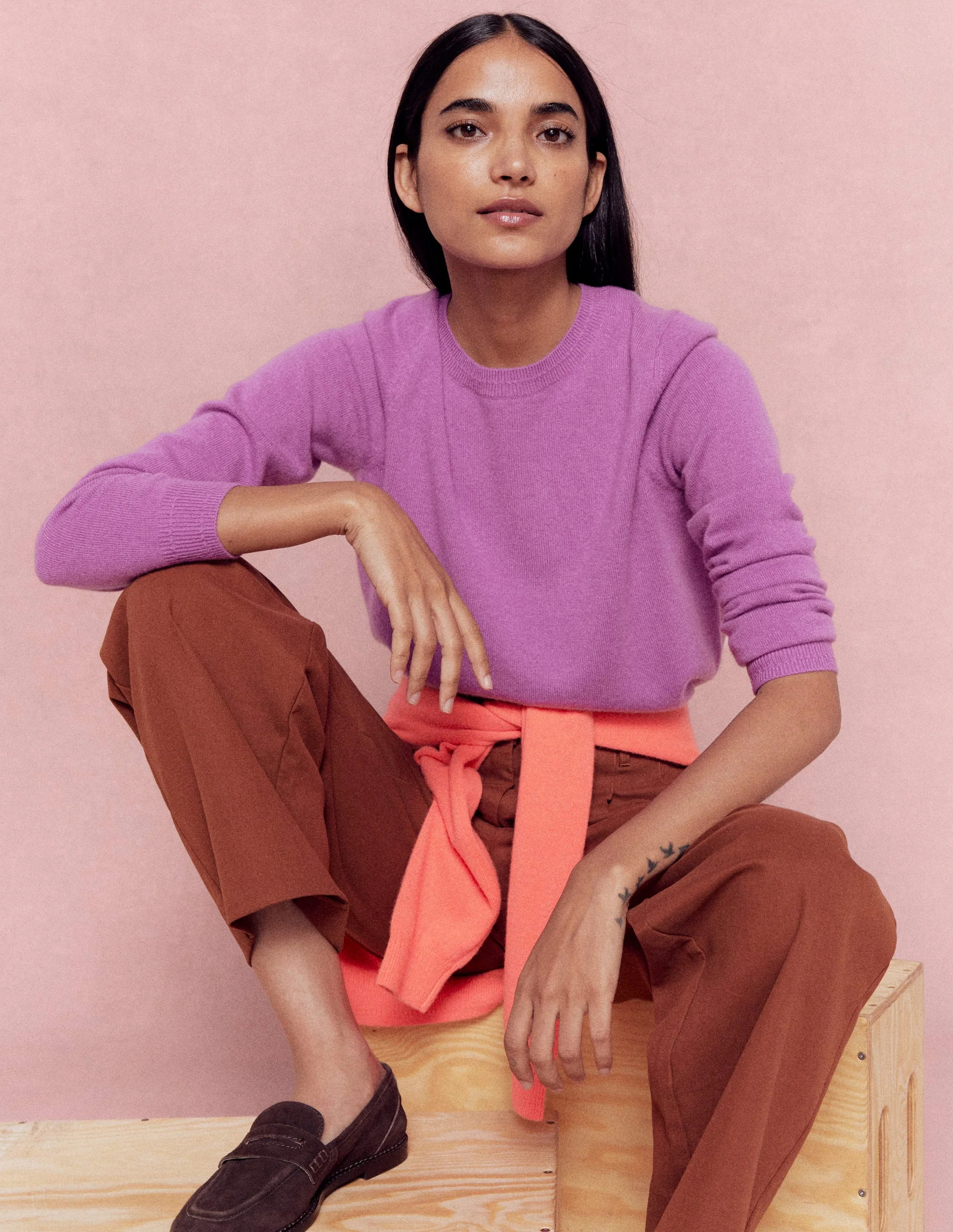 Eva Cashmere Crew Neck Sweater-Clover Purple | Boden (US)