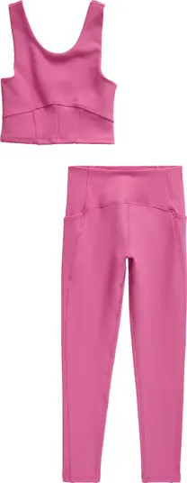 Kids' Luxe Rib Sports Bra & Pocket Leggings Set | Nordstrom