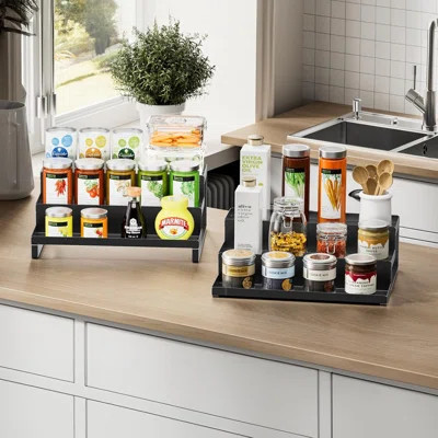 Spice Rack Organizer For Cabinet, Set Of 2 Metal 3 Tier Spice Rack Expandable Display Risers, Seasoning Organizer For Kitchen Cabinet Countertop Pantr | Wayfair North America