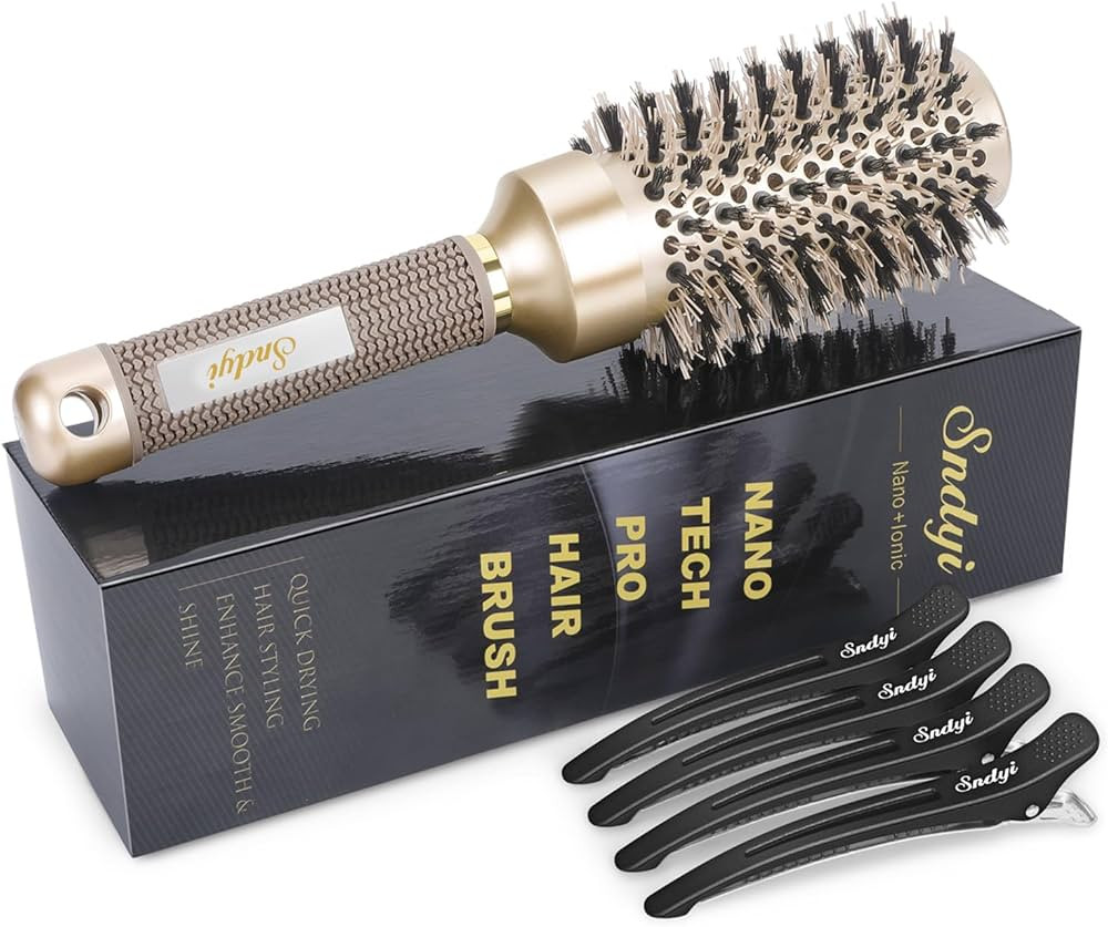 Round Brush for Blow Drying, Nano Thermal Ceramic & Ionic Tech Hair Brush with Boar Bristles, Pro... | Amazon (US)