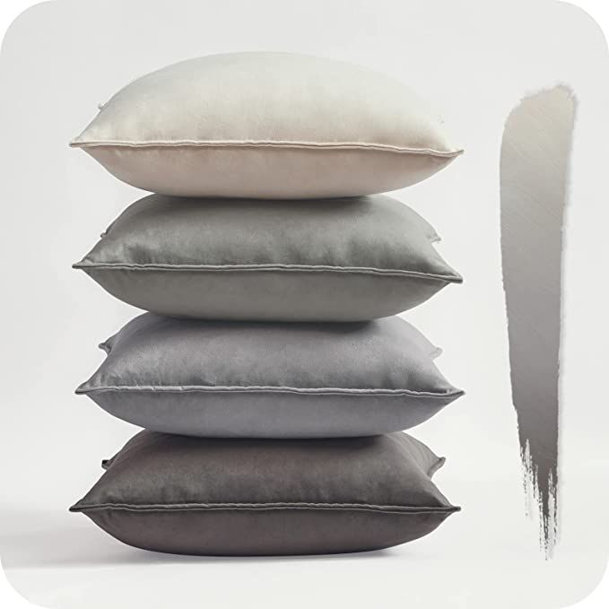 Topfinel Modern Decor Throw Pillow Covers Set of 4 18x18 Inch , Cream Grey Series Velvet Gradient... | Amazon (US)